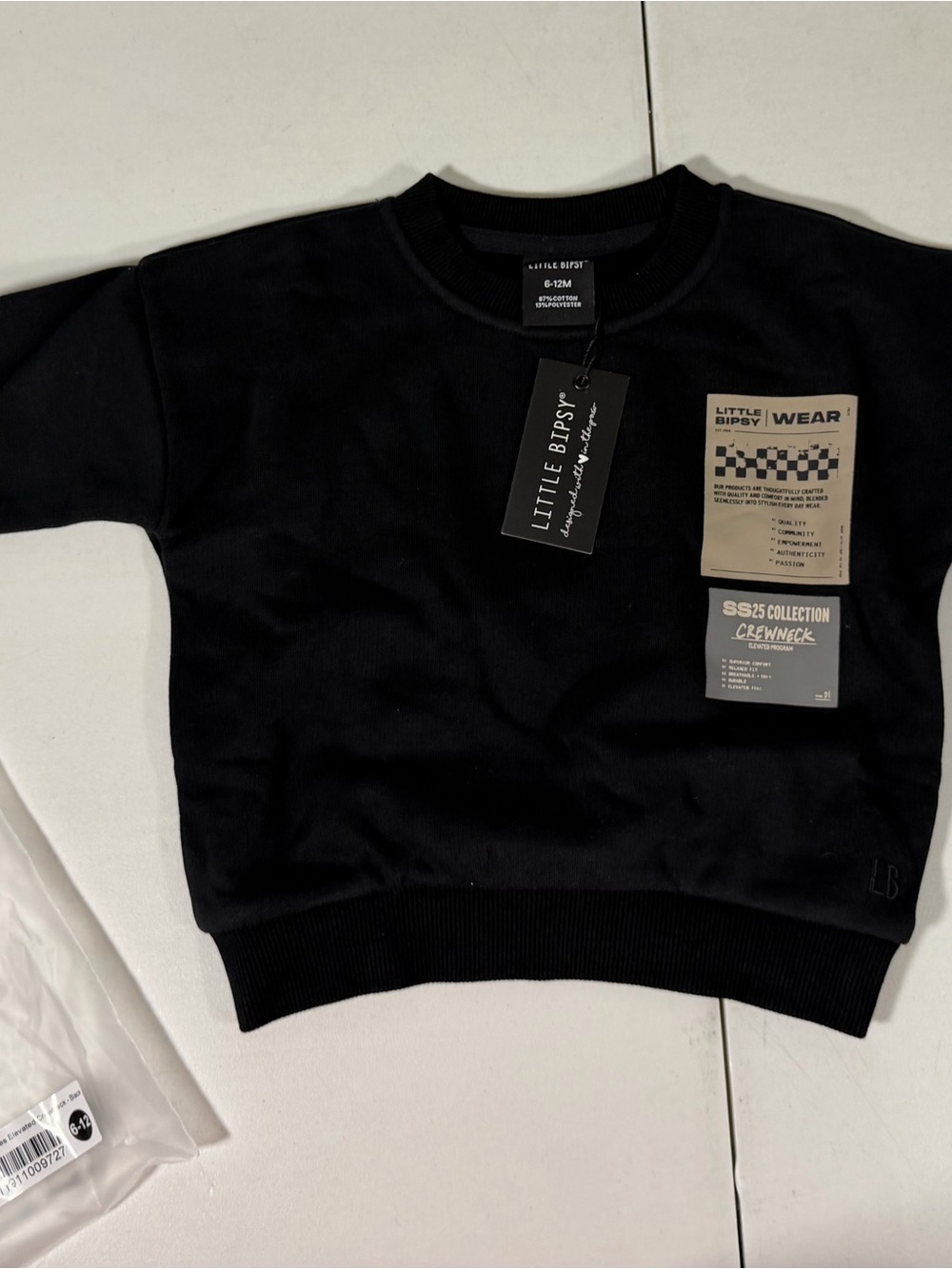 Little Bipsy Boys Sweatshirt Black Size 6-12 Months NWT NEW Crew Neck Core Value